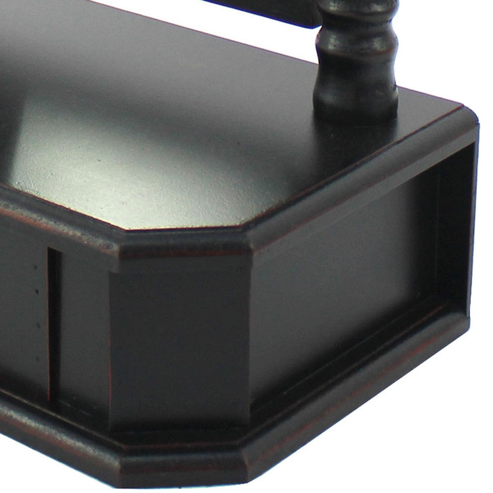 Traditional Wooden Table Mirror with 1 Drawer, Black and Silver - BM217290