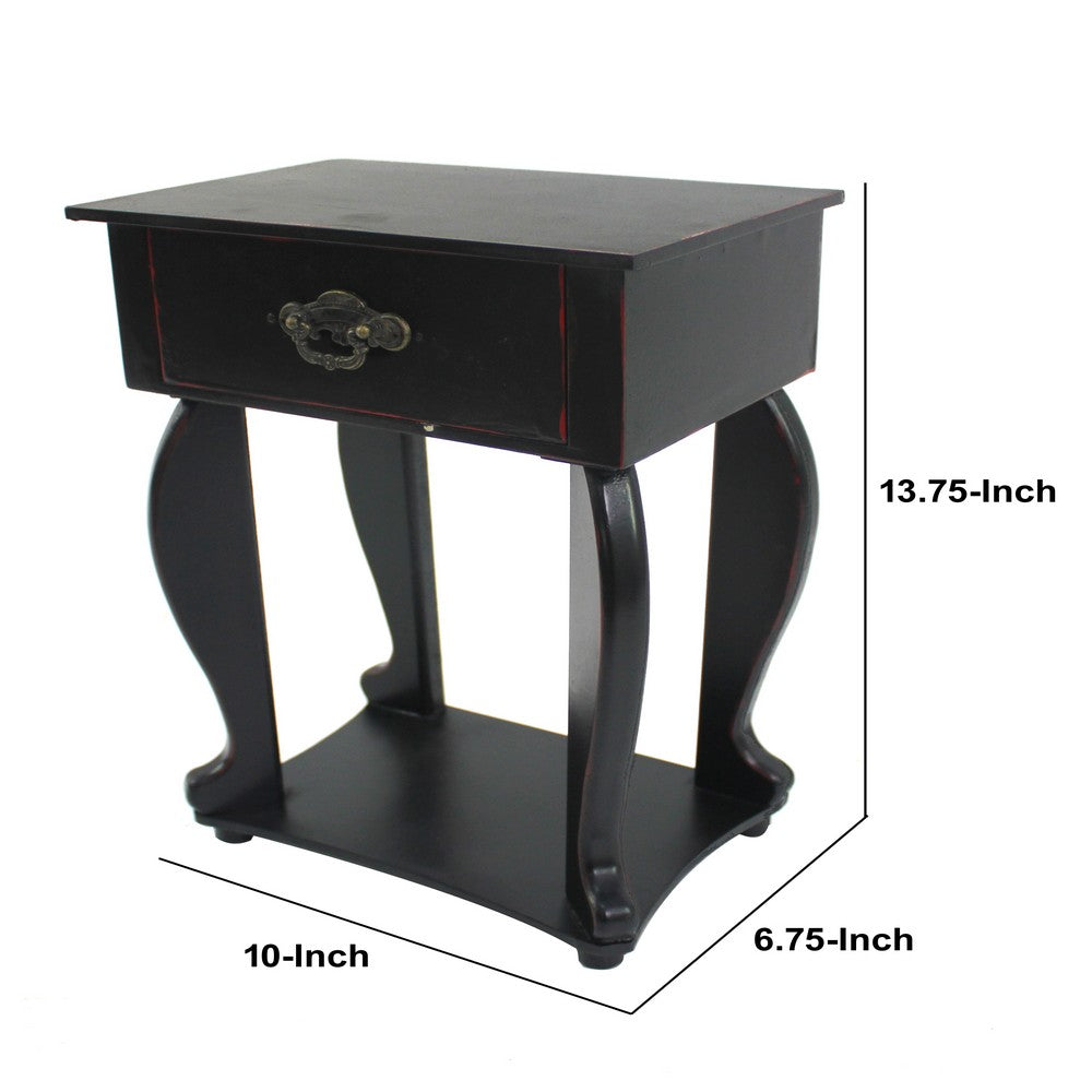 Table Top Organizer with 1 Drawer and 1 Bottom Shelf, Black - BM217291