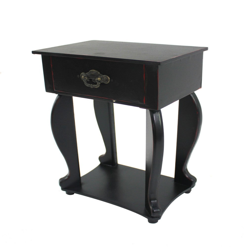 Table Top Organizer with 1 Drawer and 1 Bottom Shelf, Black - BM217291