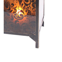 Cuboidal Metal and Glass Filigree Candleholder, Black and Clear - BM217296