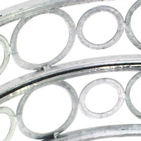 Round Metal Tray with Geometric Mirror Panel Inserts, Silver - BM217298