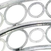 Round Metal Tray with Geometric Mirror Panel Inserts, Silver - BM217298