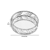 Round Metal Tray with Geometric Mirror Panel Inserts, Silver - BM217298