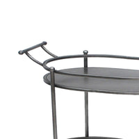 Oval Metal Frame Service Cart with Casters, Gray and Black - BM217301