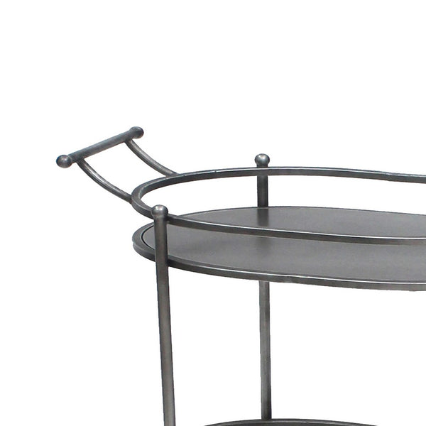 Oval Metal Frame Service Cart with Casters, Gray and Black - BM217301