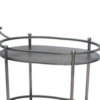 Oval Metal Frame Service Cart with Casters, Gray and Black - BM217301