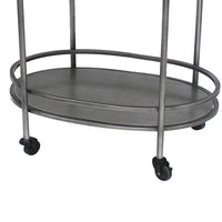 Oval Metal Frame Service Cart with Casters, Gray and Black - BM217301