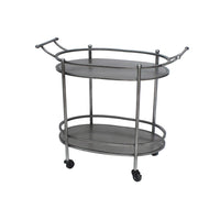 Oval Metal Frame Service Cart with Casters, Gray and Black - BM217301