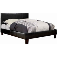 Platform Style Leatherette California King Bed with Tapered Feet , Brown - BM217420