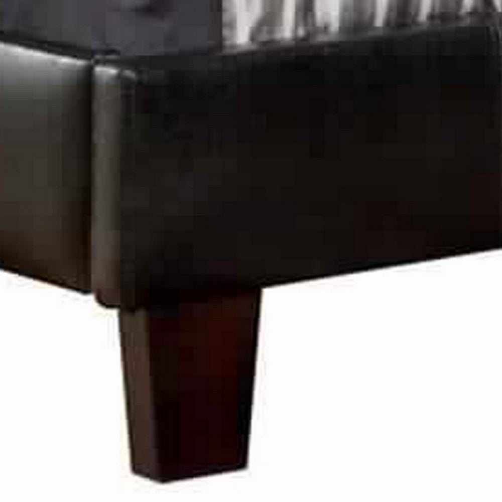Platform Style Leatherette California King Bed with Tapered Feet , Brown - BM217420