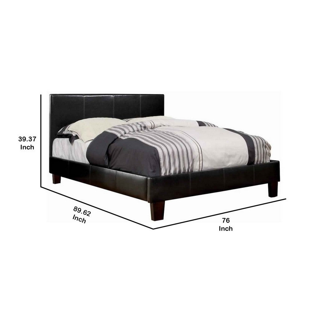 Platform Style Leatherette California King Bed with Tapered Feet , Brown - BM217420