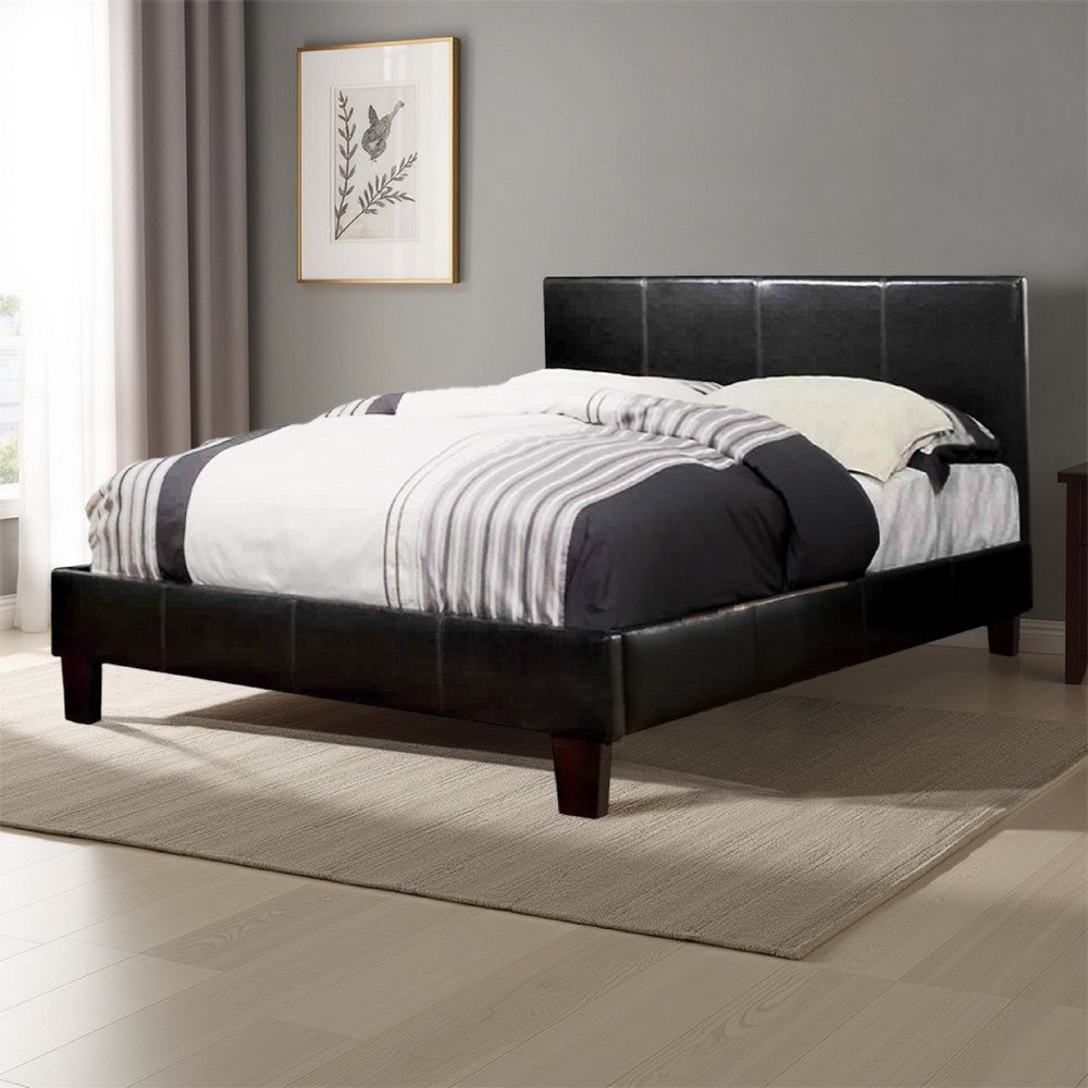 Platform Style Leatherette California King Bed with Tapered Feet , Brown - BM217420