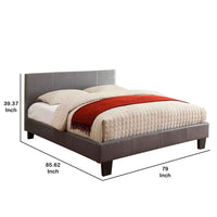 Leatherette Platform Style California King Bed with Tapered Block Feet,Gray - BM217425