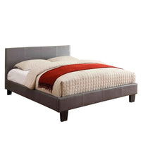 Leatherette Platform Style Full Size Bed with Tapered Block Feet, Gray - BM217427
