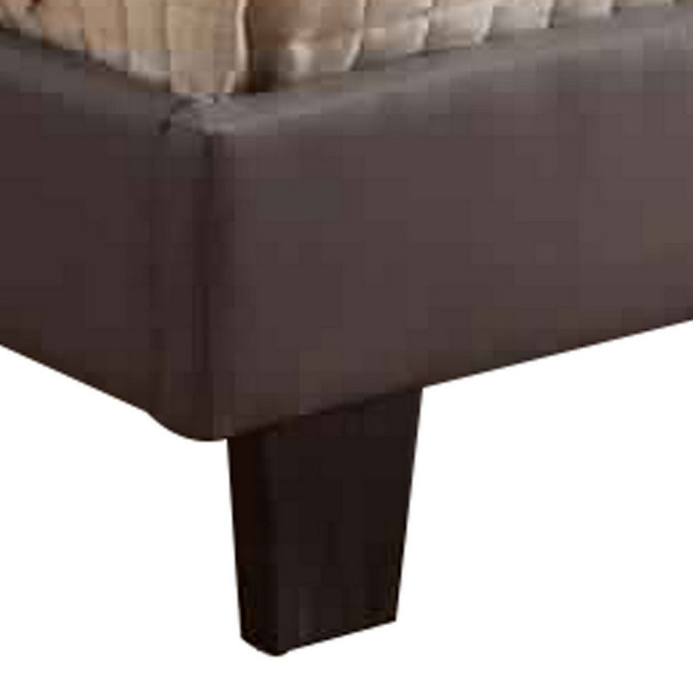 Leatherette Platform Style Full Size Bed with Tapered Block Feet, Gray - BM217427