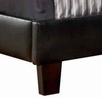 Leatherette Platform Style Queen Bed with Tapered Block Feet, Dark Brown - BM217429