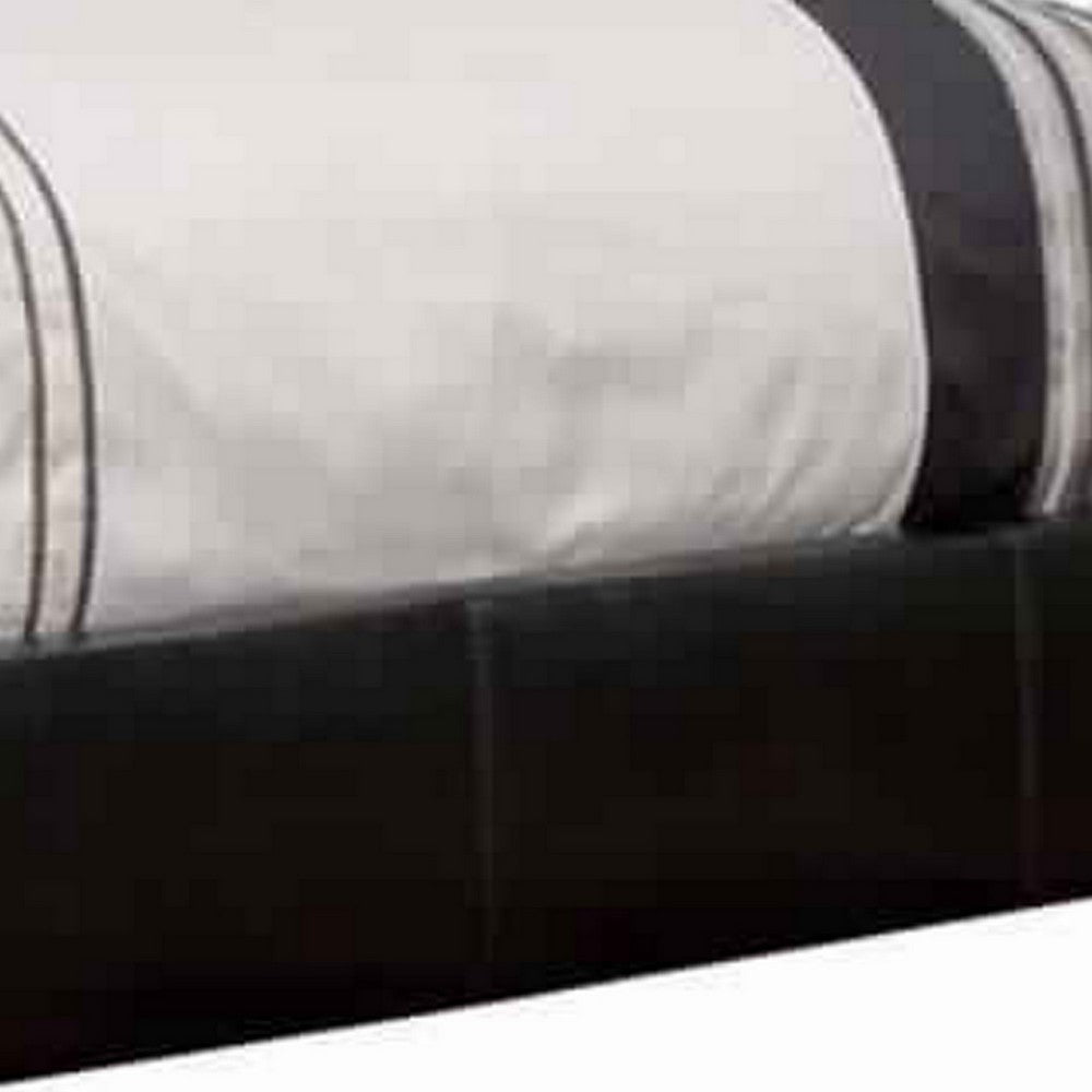 Leatherette Platform Style Queen Bed with Tapered Block Feet, Dark Brown - BM217429