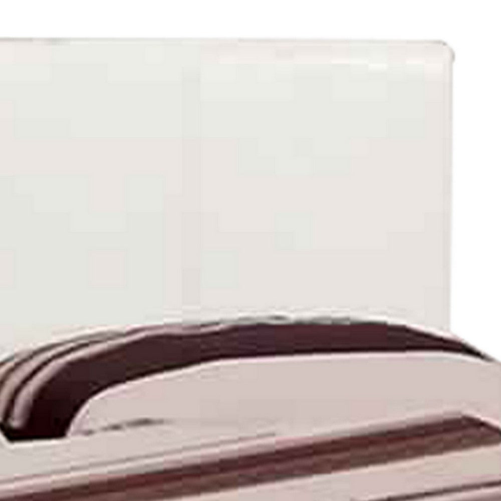 Leatherette Platform Style Queen Size Bed with Tapered Block Feet, White - BM217432