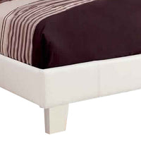 Leatherette Platform Style Queen Size Bed with Tapered Block Feet, White - BM217432