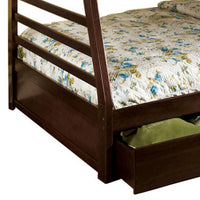 Transitional Style Twin Over Full Bunk Bed with Drawers, Walnut Brown - BM217439
