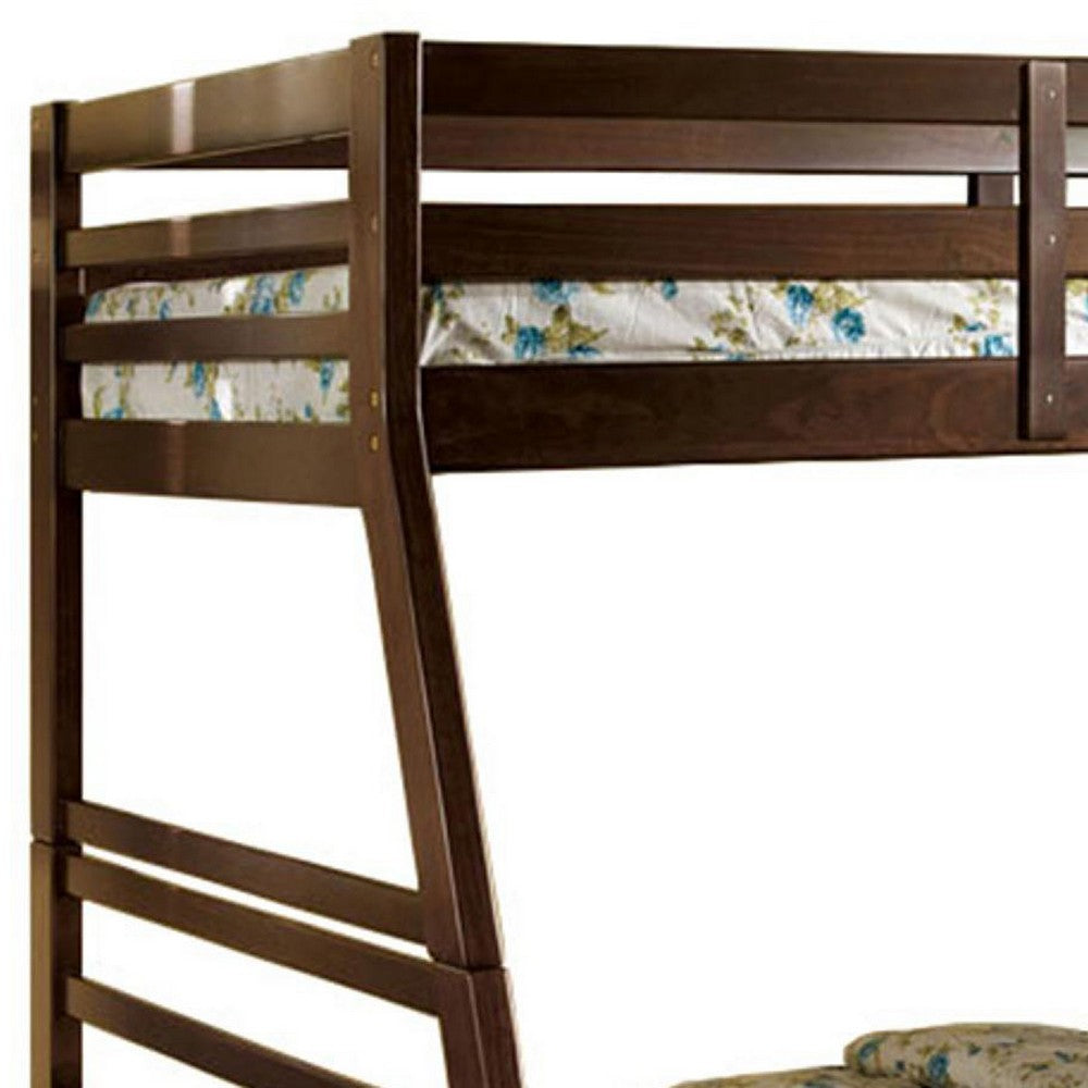 Transitional Style Twin Over Full Bunk Bed with Drawers, Walnut Brown - BM217439