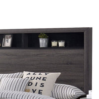 Transitional Wooden Queen Size Platform Bed with Bookcase Headboard, Gray - BM217467