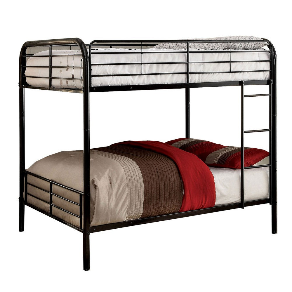 Industrial Style Full over Full Metal Bunk Bed with Tubular Frame, Black - BM217482