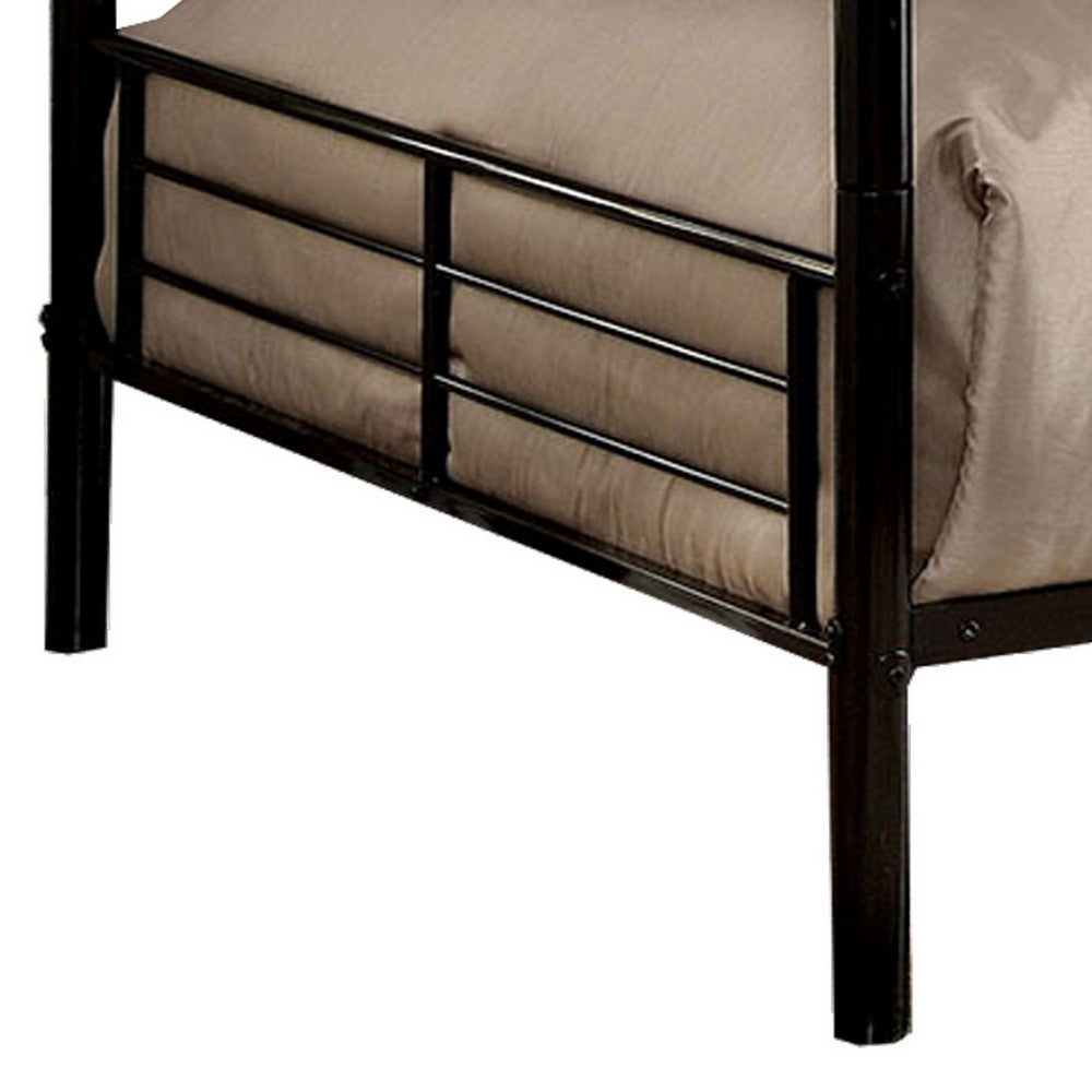 Industrial Style Full over Full Metal Bunk Bed with Tubular Frame, Black - BM217482