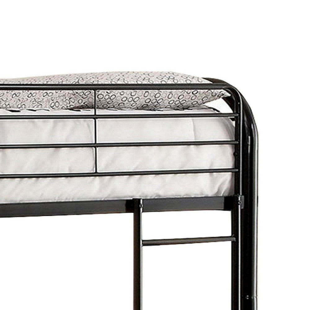 Industrial Style Full over Full Metal Bunk Bed with Tubular Frame, Black - BM217482