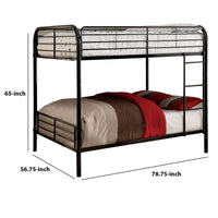 Industrial Style Full over Full Metal Bunk Bed with Tubular Frame, Black - BM217482