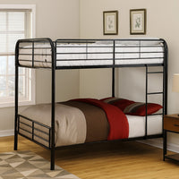 Industrial Style Full over Full Metal Bunk Bed with Tubular Frame, Black - BM217482