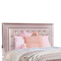 Button Tufted Full Size Bed with Leatherette Headboard, Rose Gold - BM217489