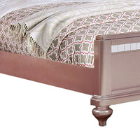 Button Tufted Full Size Bed with Leatherette Headboard, Rose Gold - BM217489