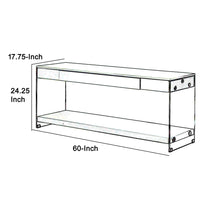 Contemporary Style Plastic TV Stand with Glass Side Panels, White - BM217503
