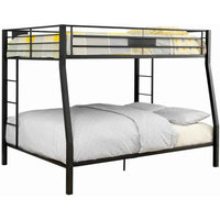 Horizontal Slatted Metal Full Over Queen Bunk Bed with 2 Ladders, Black - BM217535