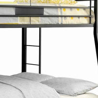 Horizontal Slatted Metal Full Over Queen Bunk Bed with 2 Ladders, Black - BM217535