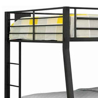 Horizontal Slatted Metal Full Over Queen Bunk Bed with 2 Ladders, Black - BM217535