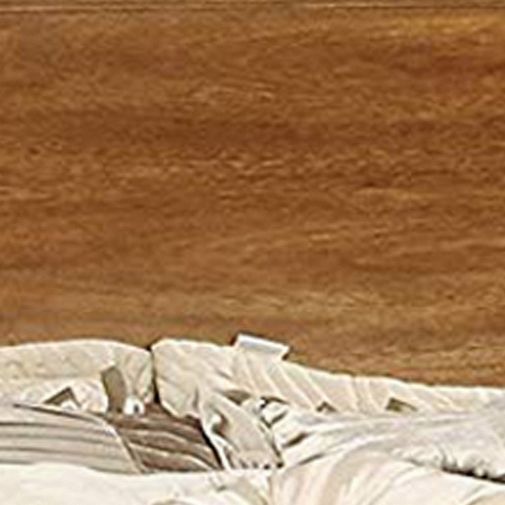 Wooden California King Size Bed with Panel Headboard, Oak Brown - BM217638