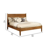 Wooden California King Size Bed with Panel Headboard, Oak Brown - BM217638