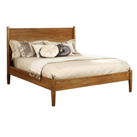 Wooden Full Size Bed with Panel Headboard, Oak Brown - BM217640