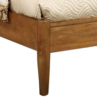 Wooden Full Size Bed with Panel Headboard, Oak Brown - BM217640