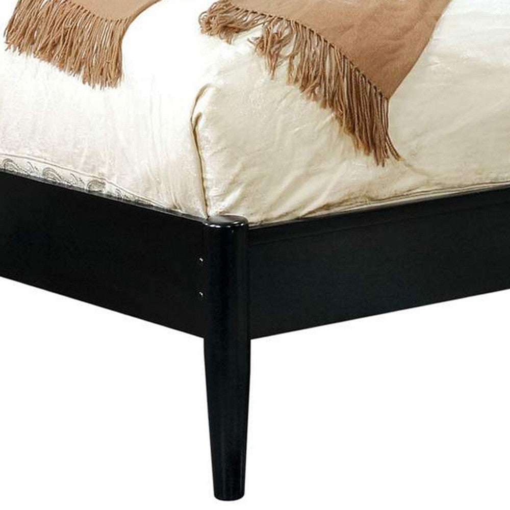 Wooden California King Size Bed with Panel Headboard, Black - BM217641