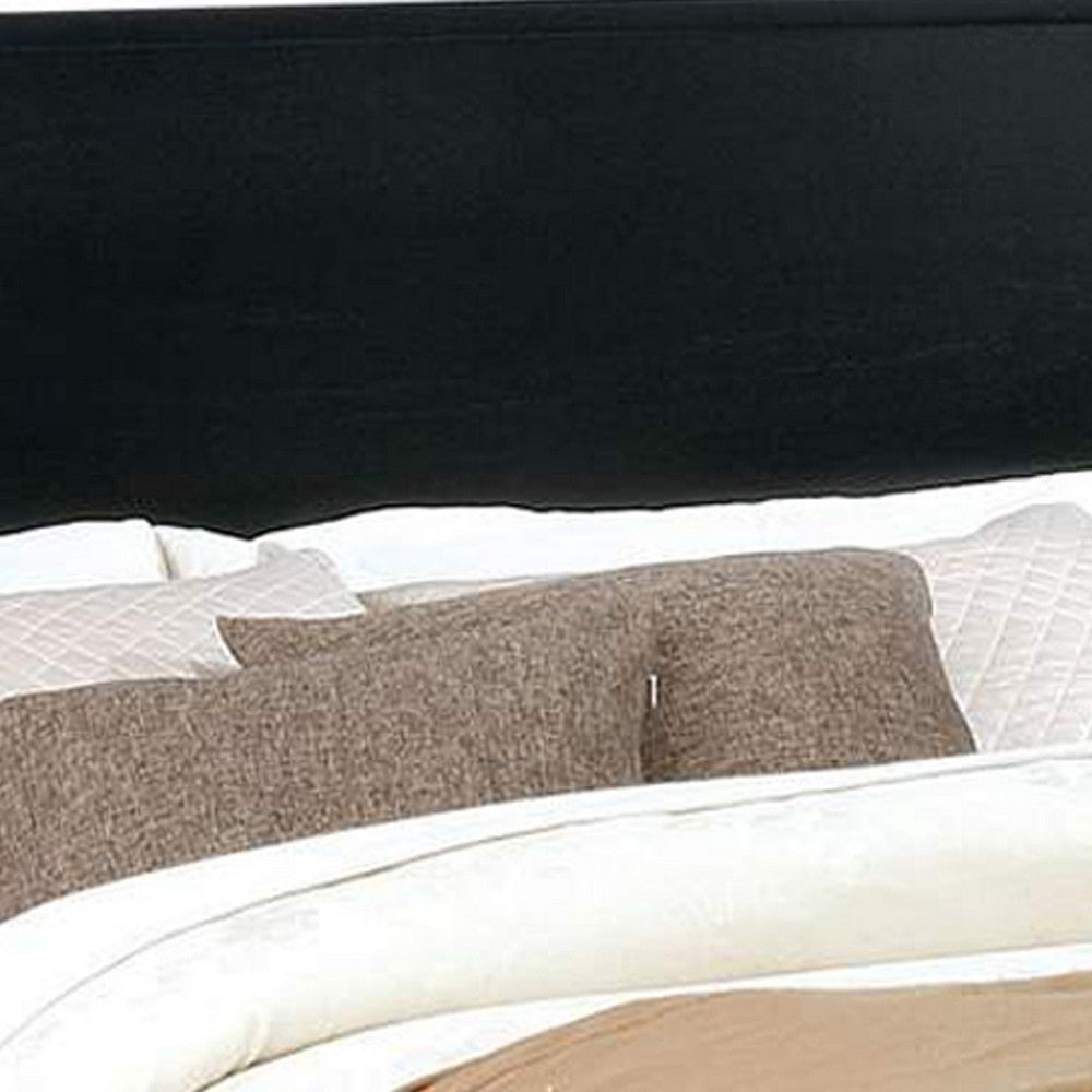 Wooden California King Size Bed with Panel Headboard, Black - BM217641
