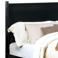 Wooden California King Size Bed with Panel Headboard, Black - BM217641