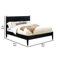 Wooden California King Size Bed with Panel Headboard, Black - BM217641