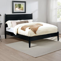 Wooden California King Size Bed with Panel Headboard, Black - BM217641