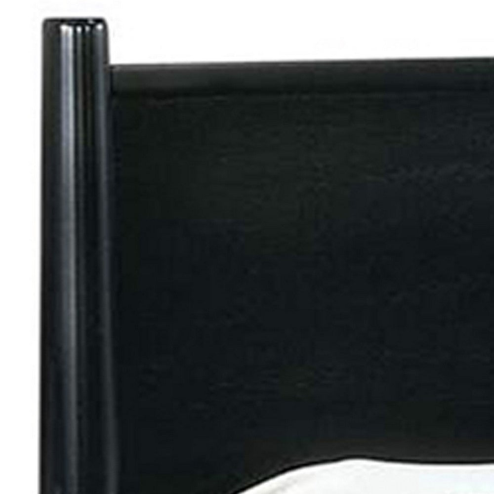 Wooden Eastern King Size Bed with Panel Headboard, Black - BM217642