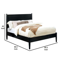 Wooden Eastern King Size Bed with Panel Headboard, Black - BM217642