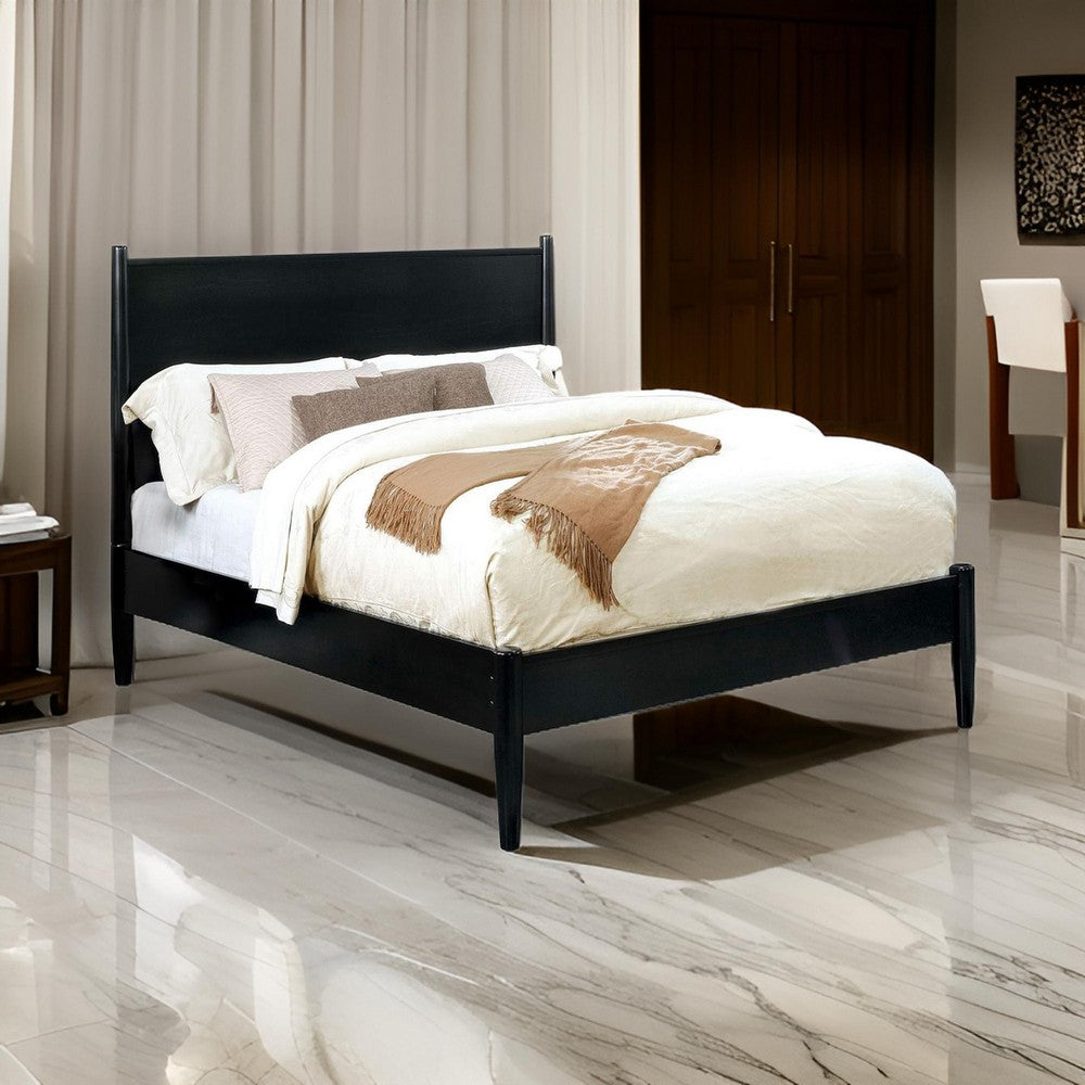 Wooden Eastern King Size Bed with Panel Headboard, Black - BM217642