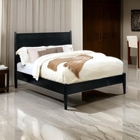 Wooden Eastern King Size Bed with Panel Headboard, Black - BM217642